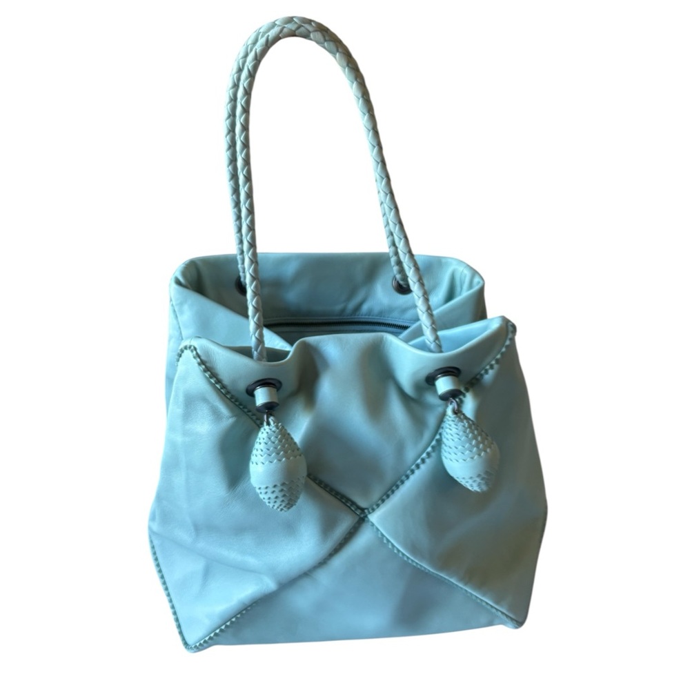 Bottega Veneta Leather Bianca Tassel Bag Brand New Tiffany Blue